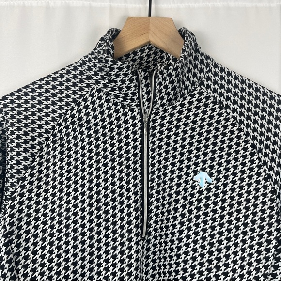 Descente Women's Japanese Luxury Ski 1/4 Zip, Houndstooth Black/White Size 8 - Picture 3 of 9